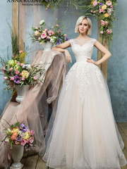 Свадебное платье Флорет. Силуэт Пышное, А-силуэт. Цвет Белый / Молочный, Айвори / Капучино, Персик / Оранжевый. Вид 1