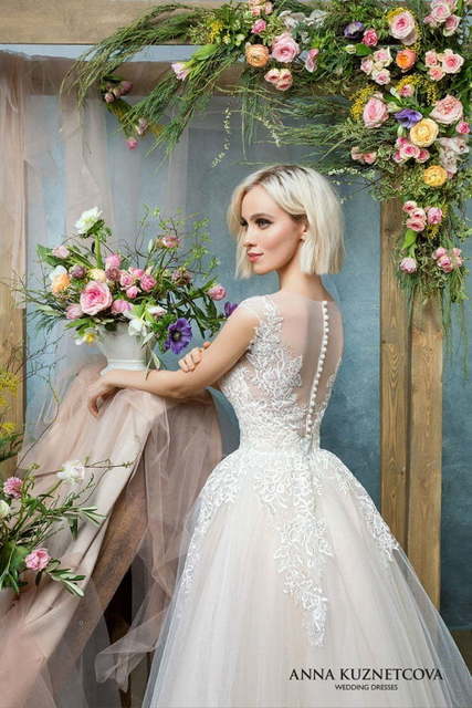 Свадебное платье Флорет. Силуэт Пышное, А-силуэт. Цвет Айвори / Капучино, Белый / Молочный, Персик / Оранжевый. Вид 2