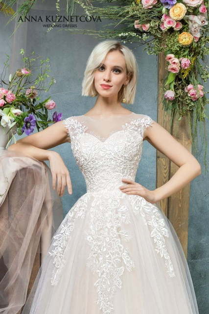 Свадебное платье Флорет. Силуэт Пышное, А-силуэт. Цвет Айвори / Капучино, Белый / Молочный, Персик / Оранжевый. Вид 3