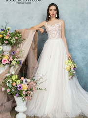 Свадебное платье Ирен. Силуэт А-силуэт. Цвет Белый / Молочный, Айвори / Капучино. Вид 1