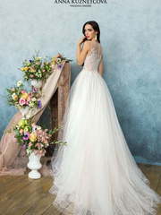 Свадебное платье Ирен. Силуэт А-силуэт. Цвет Белый / Молочный, Айвори / Капучино. Вид 2