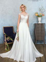 Свадебное платье Дезире. Силуэт А-силуэт, Прямое. Цвет Белый / Молочный. Вид 1