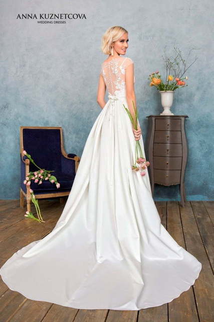 Свадебное платье Дезире. Силуэт А-силуэт, Прямое. Цвет Белый / Молочный. Вид 2