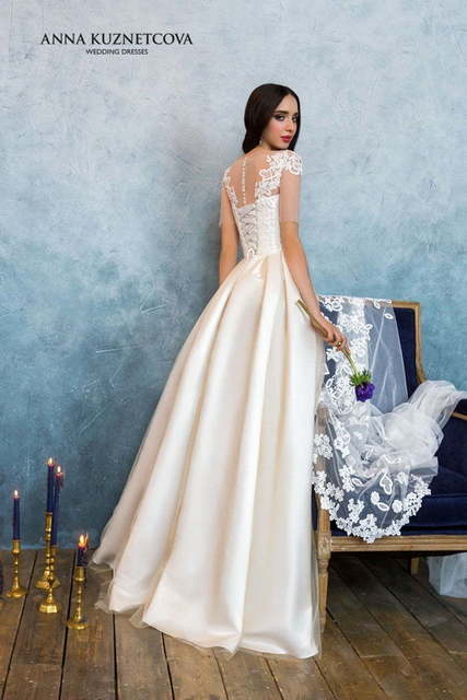 Свадебное платье Арлет. Силуэт А-силуэт. Цвет Айвори / Капучино, Белый / Молочный, Персик / Оранжевый. Вид 2