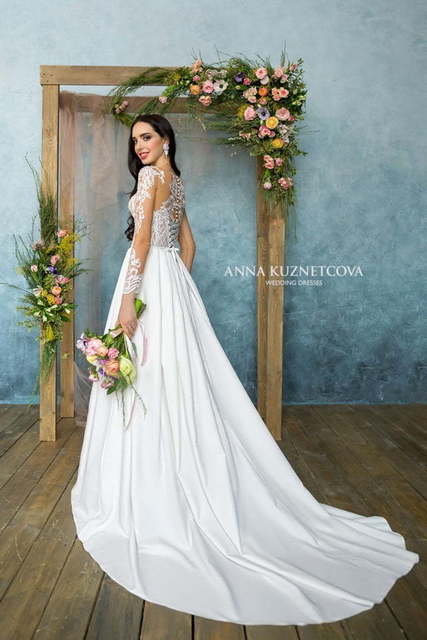 Свадебное платье Делайла. Силуэт А-силуэт. Цвет Белый / Молочный. Вид 2