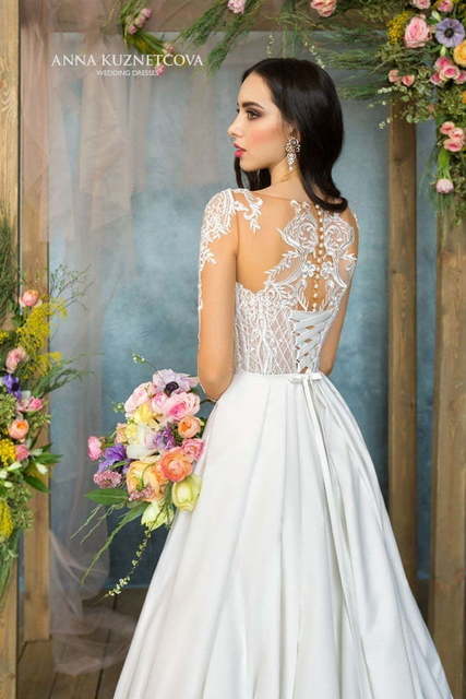 Свадебное платье Делайла. Силуэт А-силуэт. Цвет Белый / Молочный. Вид 4