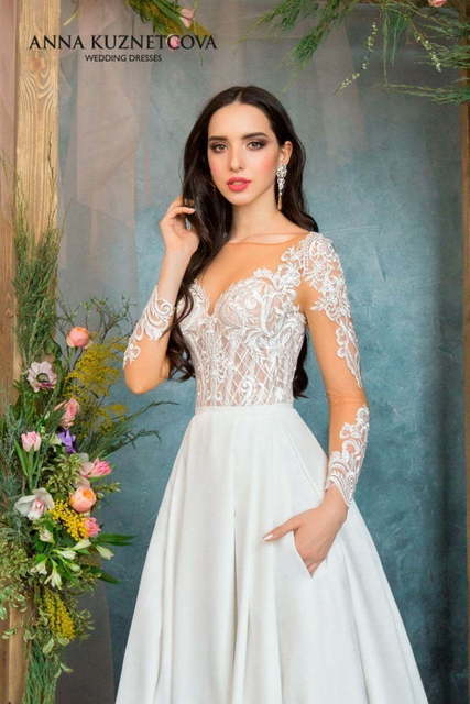 Свадебное платье Делайла. Силуэт А-силуэт. Цвет Белый / Молочный. Вид 5