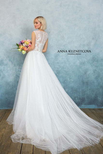 Свадебное платье Бланш. Силуэт А-силуэт. Цвет Белый / Молочный. Вид 2