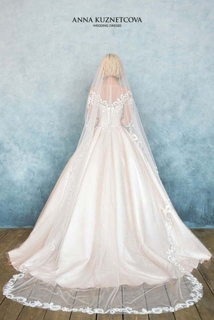 Свадебное платье Леонна. Силуэт Пышное, А-силуэт. Цвет Айвори / Капучино, Белый / Молочный, Персик / Оранжевый, оттенки Розового. Вид 2