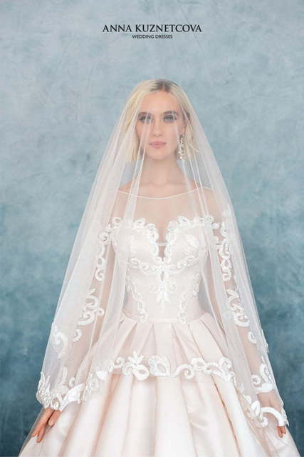 Свадебное платье Леонна. Силуэт Пышное, А-силуэт. Цвет Айвори / Капучино, Белый / Молочный, Персик / Оранжевый, оттенки Розового. Вид 3