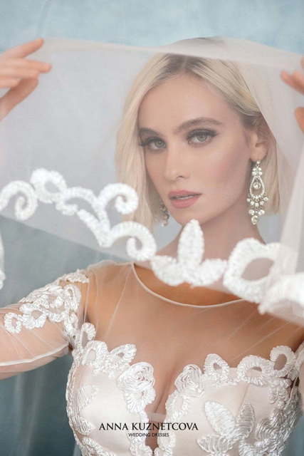 Свадебное платье Леонна. Силуэт Пышное, А-силуэт. Цвет Айвори / Капучино, Белый / Молочный, Персик / Оранжевый, оттенки Розового. Вид 4