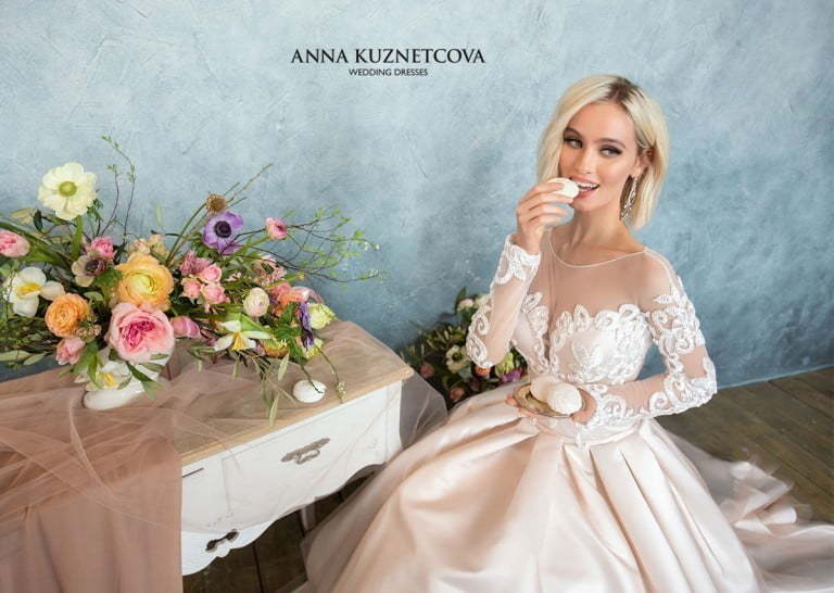 Свадебное платье Леонна. Силуэт Пышное, А-силуэт. Цвет Айвори / Капучино, Белый / Молочный, Персик / Оранжевый, оттенки Розового. Вид 5