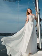 Свадебное платье Паулина. Силуэт А-силуэт, Прямое. Цвет Белый / Молочный. Вид 1