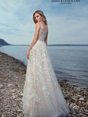 Свадебное платье Ноэлия. Силуэт А-силуэт. Цвет Айвори / Капучино, Персик / Оранжевый, оттенки Розового. Вид 2