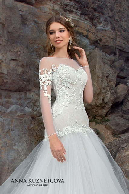 Свадебное платье Марселла. Силуэт А-силуэт. Цвет Белый / Молочный. Вид 2