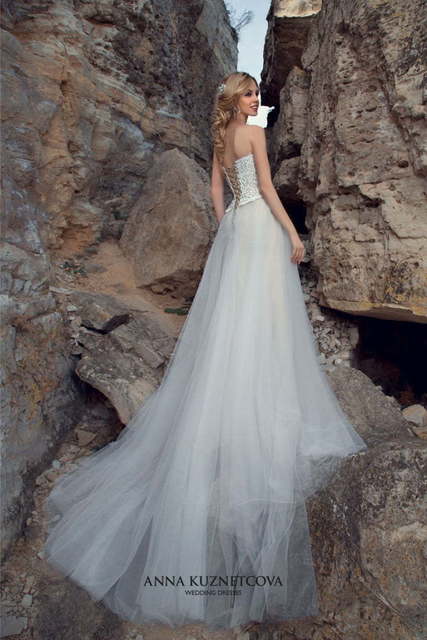 Свадебное платье Франческа. Силуэт А-силуэт. Цвет Айвори / Капучино, Белый / Молочный. Вид 2