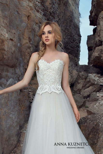 Свадебное платье Франческа. Силуэт А-силуэт. Цвет Айвори / Капучино, Белый / Молочный. Вид 3