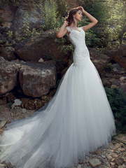 Свадебное платье Риккарда. Силуэт А-силуэт. Цвет Белый / Молочный. Вид 1