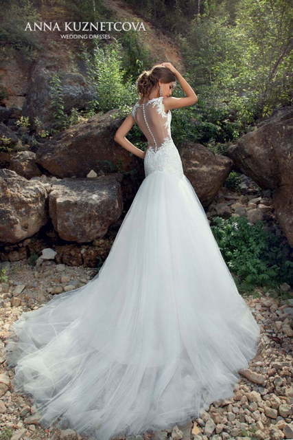 Свадебное платье Риккарда. Силуэт А-силуэт. Цвет Белый / Молочный. Вид 2