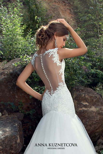 Свадебное платье Риккарда. Силуэт А-силуэт. Цвет Белый / Молочный. Вид 3