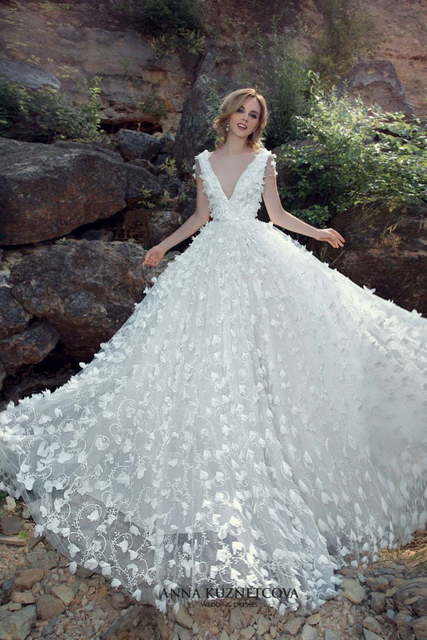 Свадебное платье Орнелла. Силуэт Пышное, А-силуэт. Цвет Белый / Молочный. Вид 3