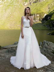 Свадебное платье Фламенко. Силуэт А-силуэт, Прямое, Рыбка. Цвет Белый / Молочный, оттенки Розового. Вид 1