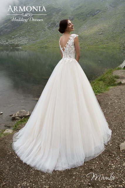 Свадебное платье Мамбо. Силуэт Пышное, А-силуэт. Цвет Айвори / Капучино, Белый / Молочный, Персик / Оранжевый. Вид 2