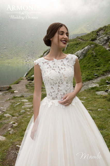 Свадебное платье Мамбо. Силуэт Пышное, А-силуэт. Цвет Айвори / Капучино, Белый / Молочный, Персик / Оранжевый. Вид 3