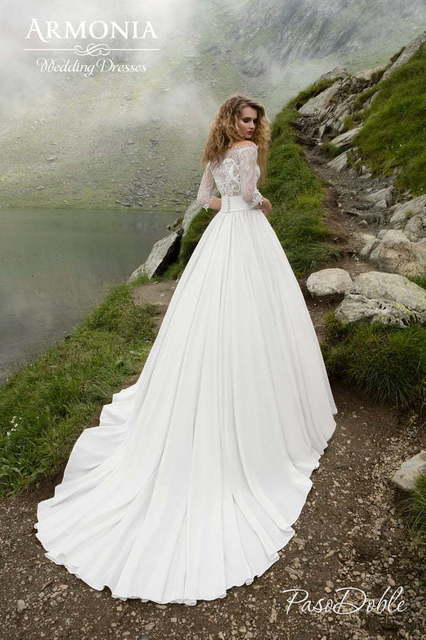 Свадебное платье Пасодобль. Силуэт Пышное, А-силуэт. Цвет Белый / Молочный. Вид 2