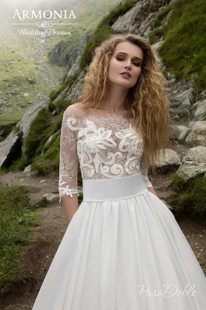 Свадебное платье Пасодобль. Силуэт Пышное, А-силуэт. Цвет Белый / Молочный. Вид 3