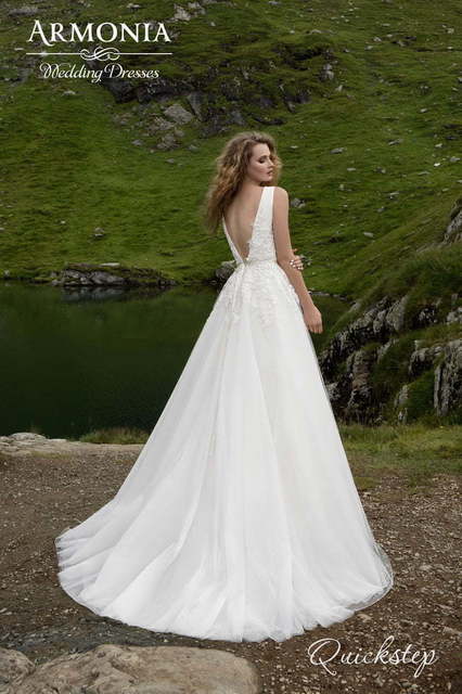 Свадебное платье Квикстеп. Силуэт А-силуэт. Цвет Белый / Молочный. Вид 2