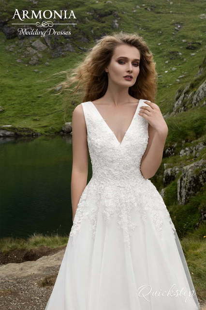 Свадебное платье Квикстеп. Силуэт А-силуэт. Цвет Белый / Молочный. Вид 3