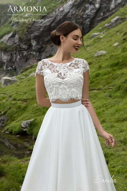 Свадебное платье Самба. Силуэт А-силуэт, Прямое. Цвет Белый / Молочный. Вид 2