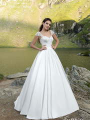 Свадебное платье Саттрия. Силуэт А-силуэт. Цвет Белый / Молочный. Вид 1