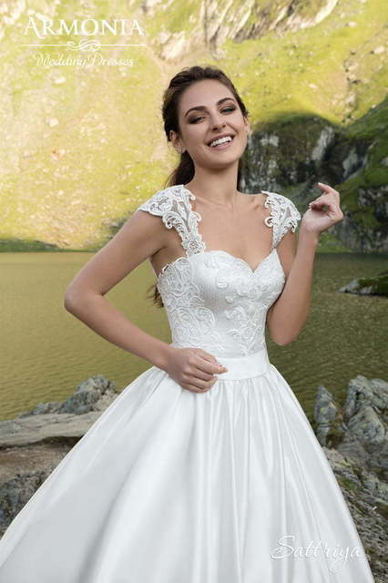 Свадебное платье Саттрия. Силуэт А-силуэт. Цвет Белый / Молочный. Вид 2