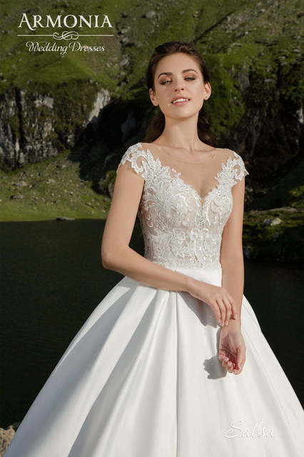 Свадебное платье Сальса. Силуэт А-силуэт. Цвет Белый / Молочный. Вид 3