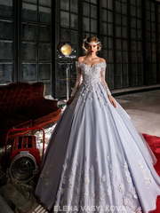 Свадебное платье Petra. Силуэт Пышное, А-силуэт. Цвет Голубой / Синий, Лавандовый / Фиолетовый. Вид 1