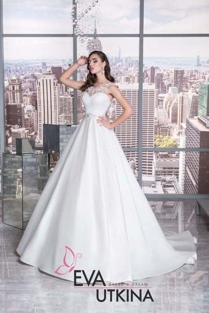 Свадебное платье Августа. Силуэт Пышное, А-силуэт. Цвет Белый / Молочный. Вид 3