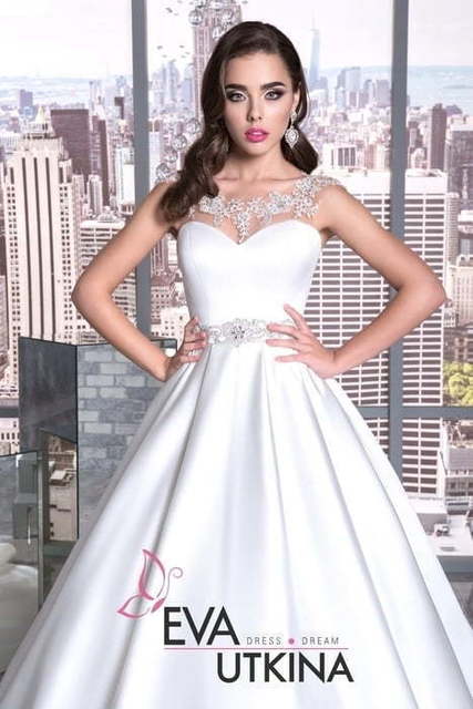 Свадебное платье Августа. Силуэт Пышное, А-силуэт. Цвет Белый / Молочный. Вид 4