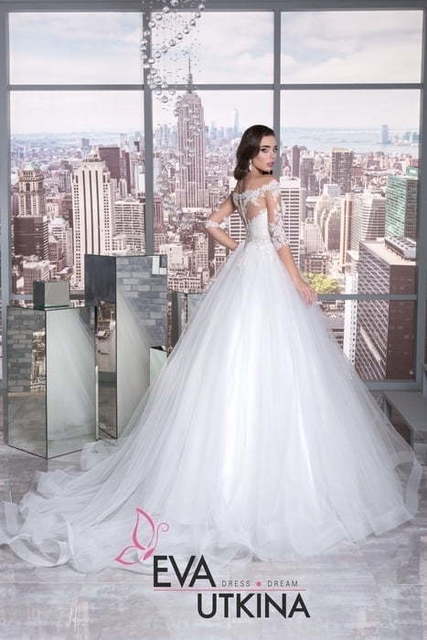 Свадебное платье Аделина. Силуэт Пышное, А-силуэт. Цвет Белый / Молочный. Вид 2