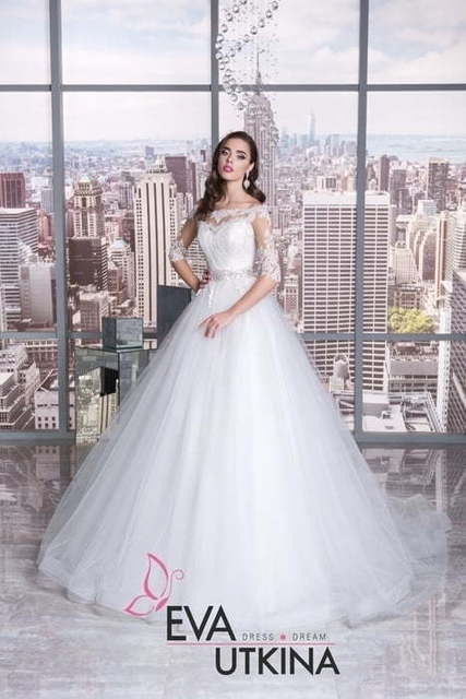 Свадебное платье Аделина. Силуэт Пышное, А-силуэт. Цвет Белый / Молочный. Вид 3