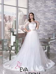 Свадебное платье Бритни. Силуэт Пышное, А-силуэт, Прямое. Цвет Белый / Молочный. Вид 1