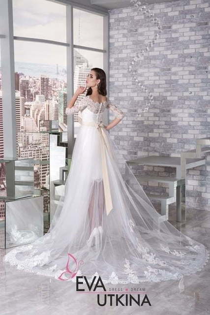 Свадебное платье Бритни. Силуэт Пышное, А-силуэт, Прямое. Цвет Белый / Молочный. Вид 3