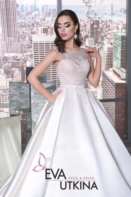 Свадебное платье София. Силуэт Пышное, А-силуэт. Цвет Айвори / Капучино, Белый / Молочный. Вид 3