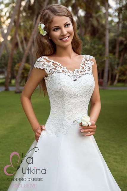 Свадебное платье Доротея. Силуэт А-силуэт. Цвет Белый / Молочный. Вид 3