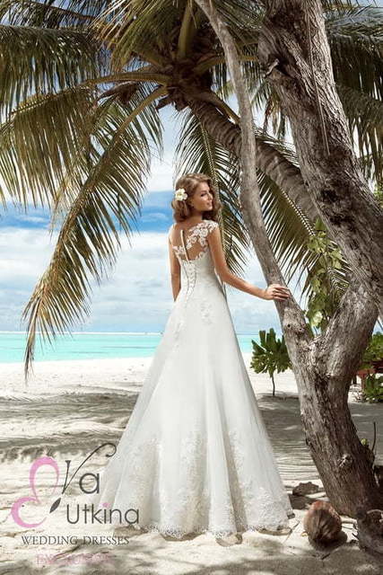 Свадебное платье Линда. Силуэт А-силуэт. Цвет Белый / Молочный. Вид 2