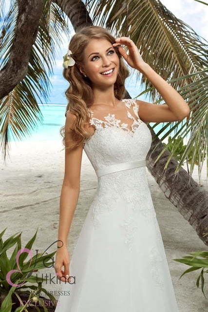 Свадебное платье Линда. Силуэт А-силуэт. Цвет Белый / Молочный. Вид 3