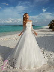 Свадебное платье Лурдес. Силуэт А-силуэт. Цвет Белый / Молочный. Вид 1