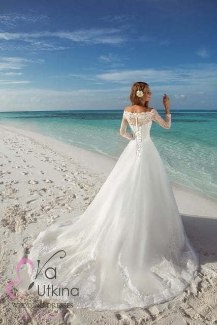 Свадебное платье Лурдес. Силуэт А-силуэт. Цвет Белый / Молочный. Вид 2