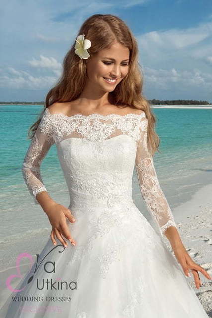 Свадебное платье Лурдес. Силуэт А-силуэт. Цвет Белый / Молочный. Вид 3